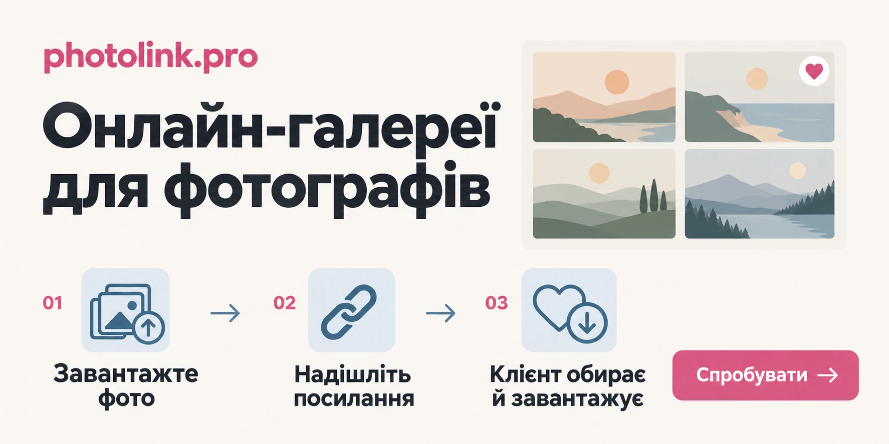 Завантажте фото, надішліть посилання — клієнт обирає й завантажує